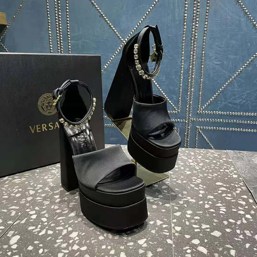Versace Medusa Aevitas Platform Sandals for Women in Black
