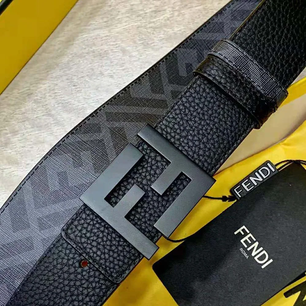 Fendi FF Belt Black Leather Reversible for Men
