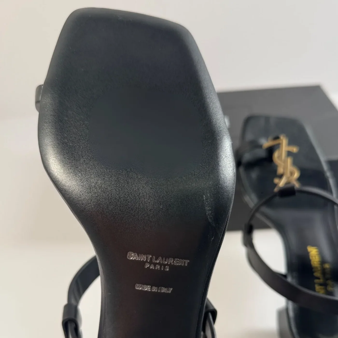 Saint Laurent Cassandra Heeled Sandals Black YSL