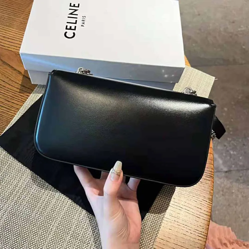 Celine Chain Shoulder Bag Triomphe in Shiny Calfskin for Women Celine Chain Shoulder Bag Triomphe in Shiny Calfskin for Women