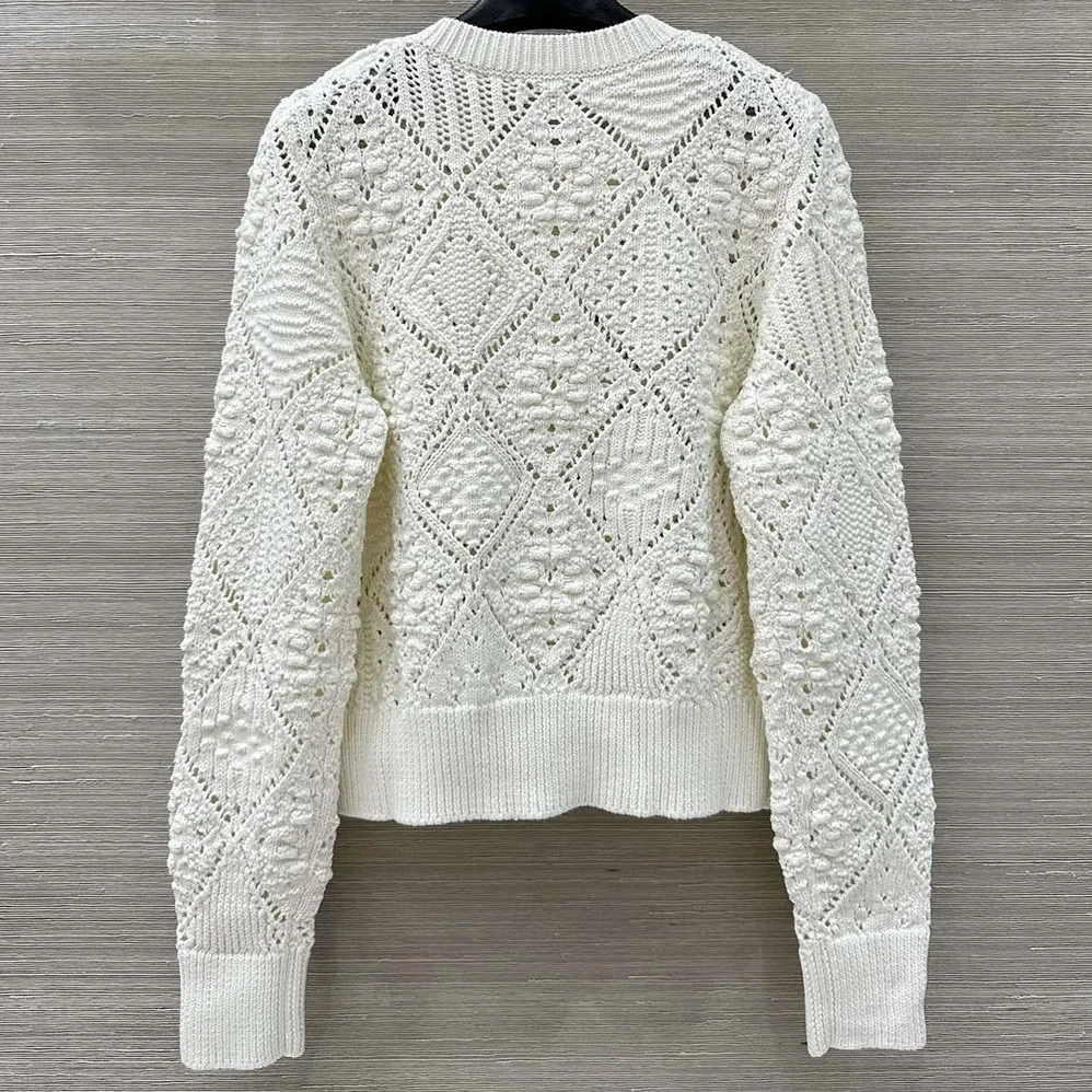 Dior Twinset White Openwork Cotton Knit for Women