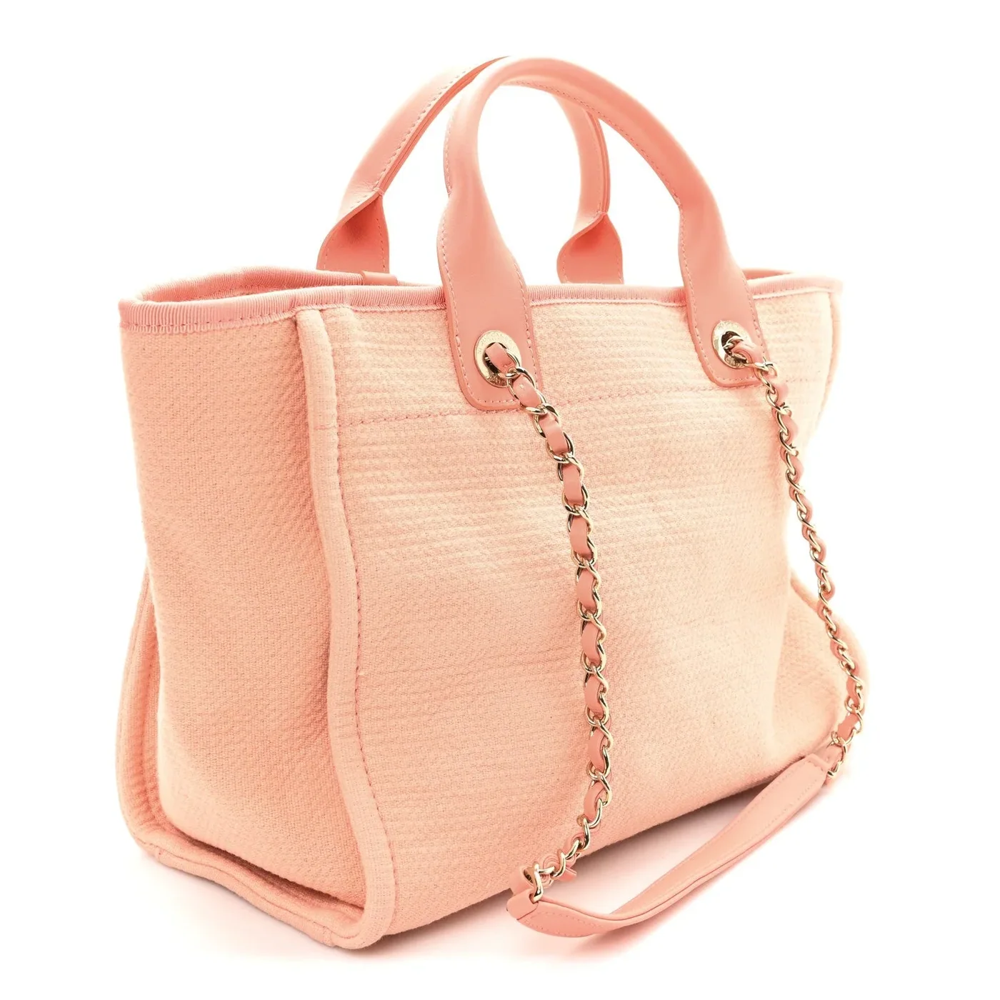 Chanel Deauville Small Tote Bag in Coral Pink Gold Hardware