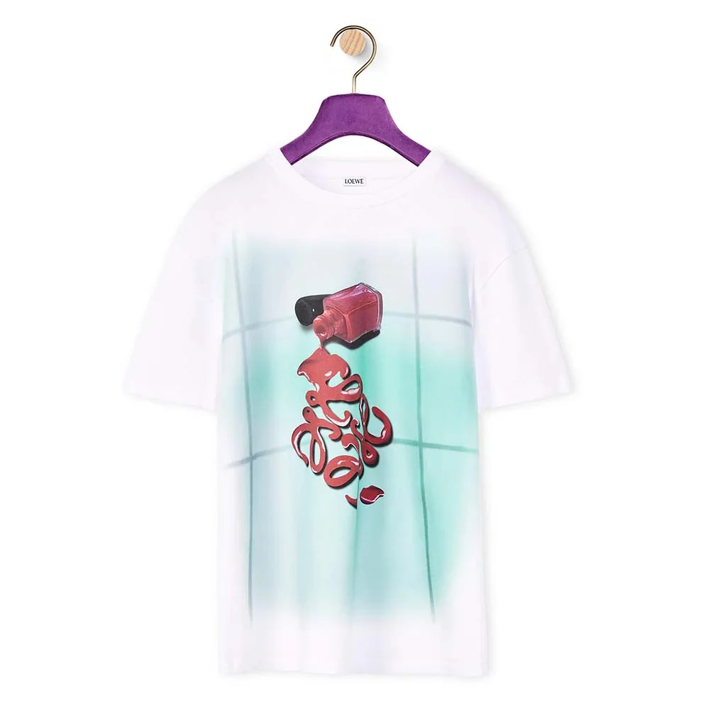 Loewe Nail Polish T-shirt in Cotton for Men in White