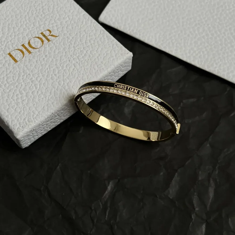Dior Night Code Bangle Gold-Finish Metal White Crystals and Black Lacquer for Women Dior Night Code Bangle Gold-Finish Metal White Crystals and Black Lacquer for Women