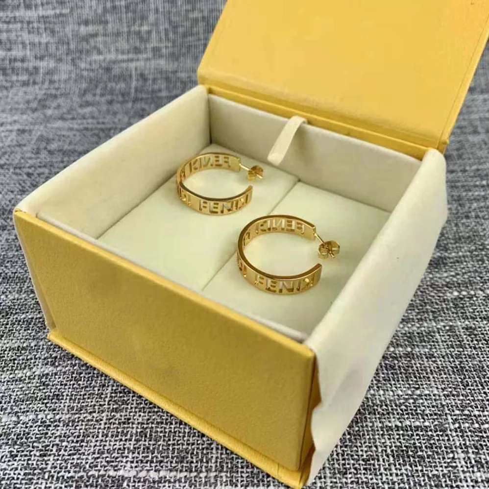 Fendi Small Signature Earrings Gold for Women in colored