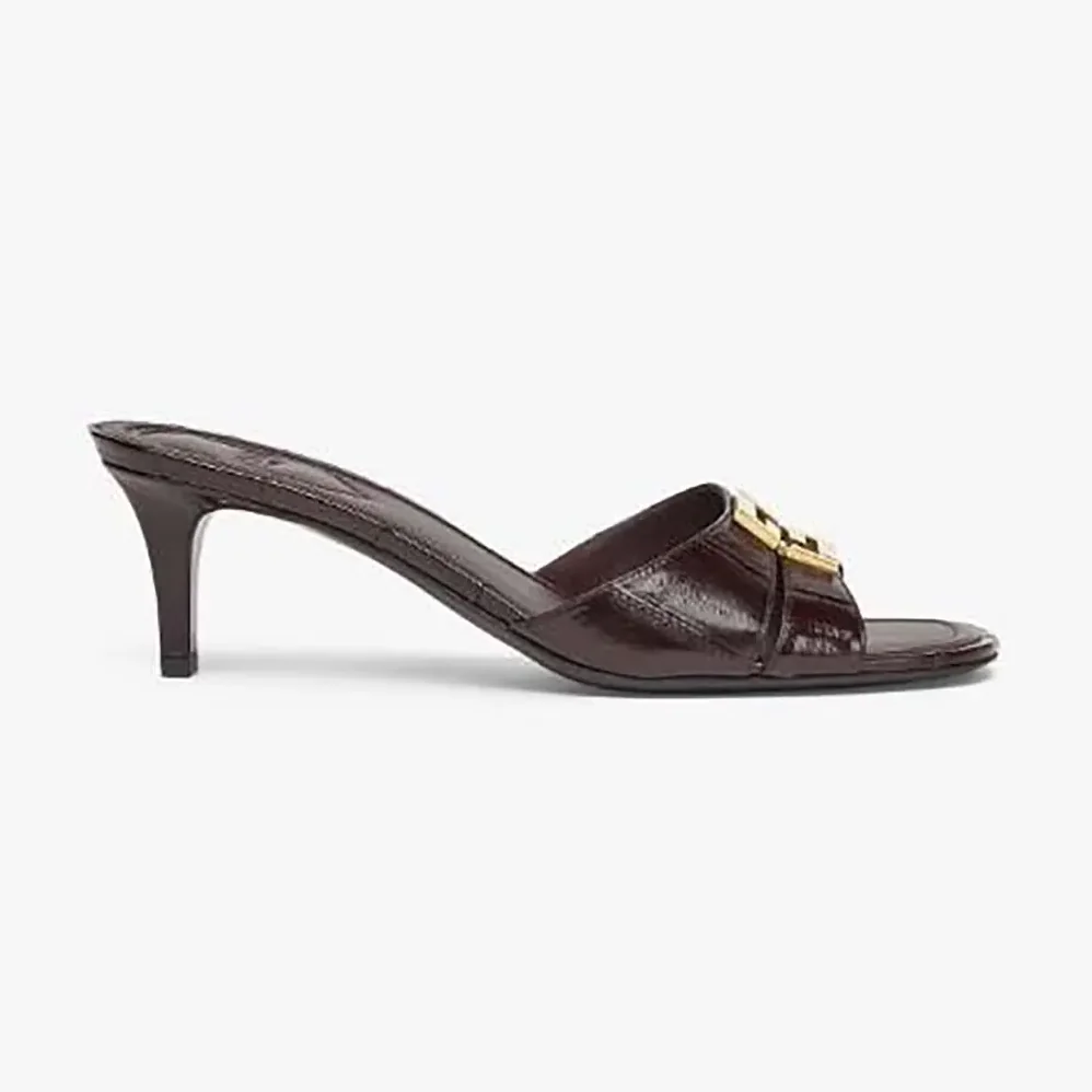 Fendi FFold Brown EEl Leather Medium for Women in heeled Sandals
