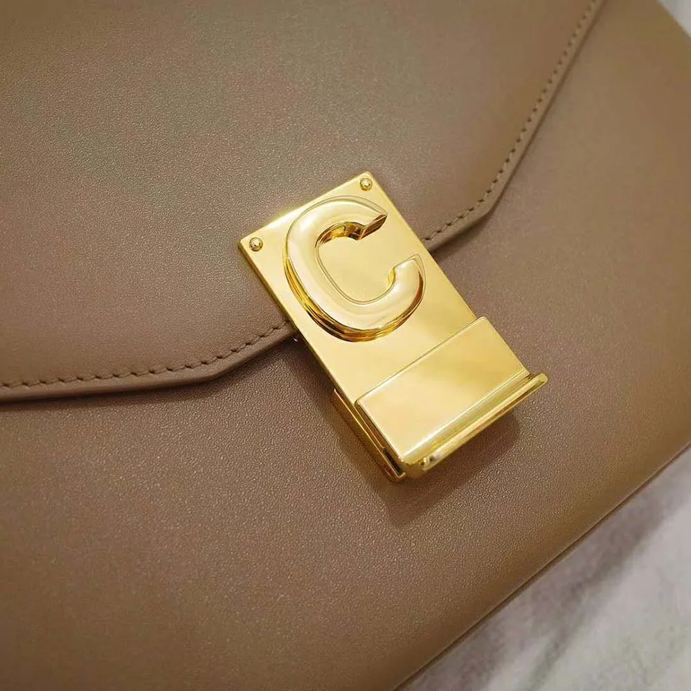Celine Medium C Bag in Shiny Calfskin Leather for Women in Sandy Celine Medium C Bag in Shiny Calfskin Leather for Women in Sandy