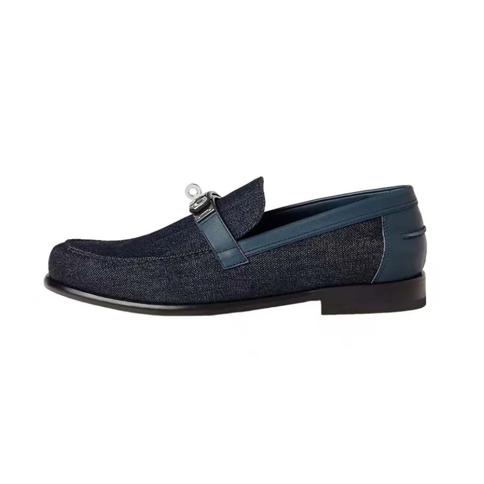 Hermes Destin Loafer in Denim and Calfskin for Men Hermes Destin Loafer in Denim and Calfskin for Men