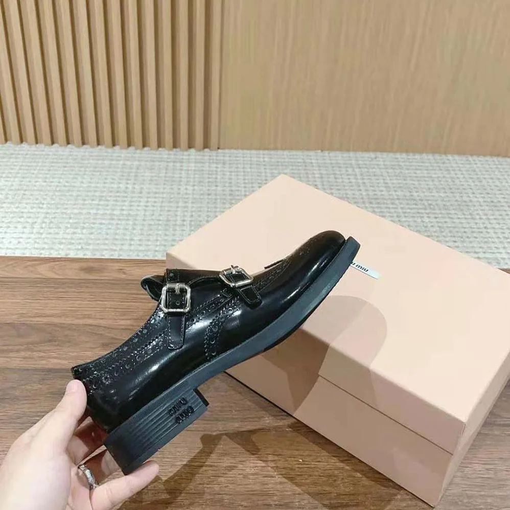 Miu Miu Church's X Miu Miu Brushed Leather Double Monk Brogue Shoes for Women Miu Miu Church's X Miu Miu Brushed Leather Double Monk Brogue Shoes for Women