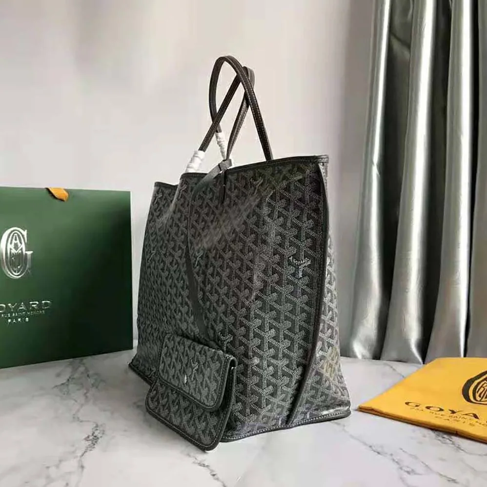 Goyard Sac Saint Louis GM in Goyardine Canvas & Chevroches Calfskin for Women in Silver