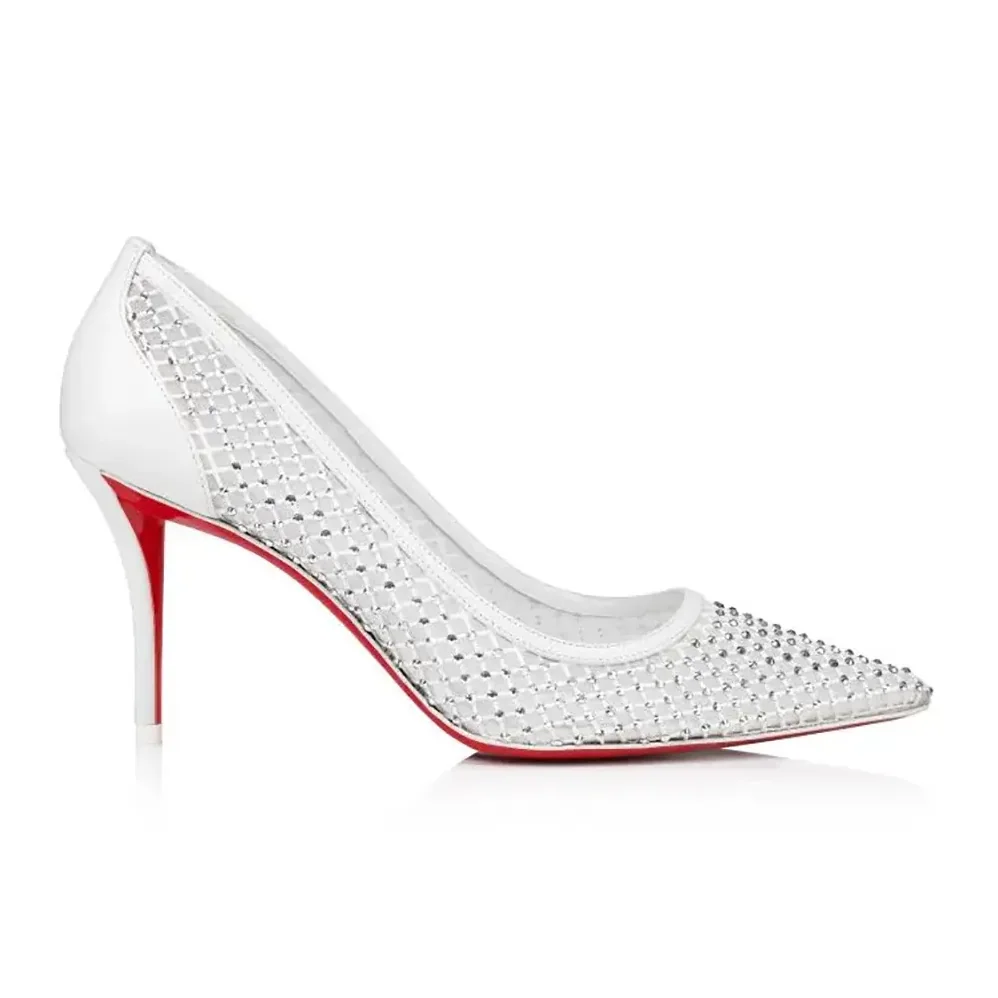 Christian Louboutin Apostropha Mesh Strass 80mm Pumps for Women in White