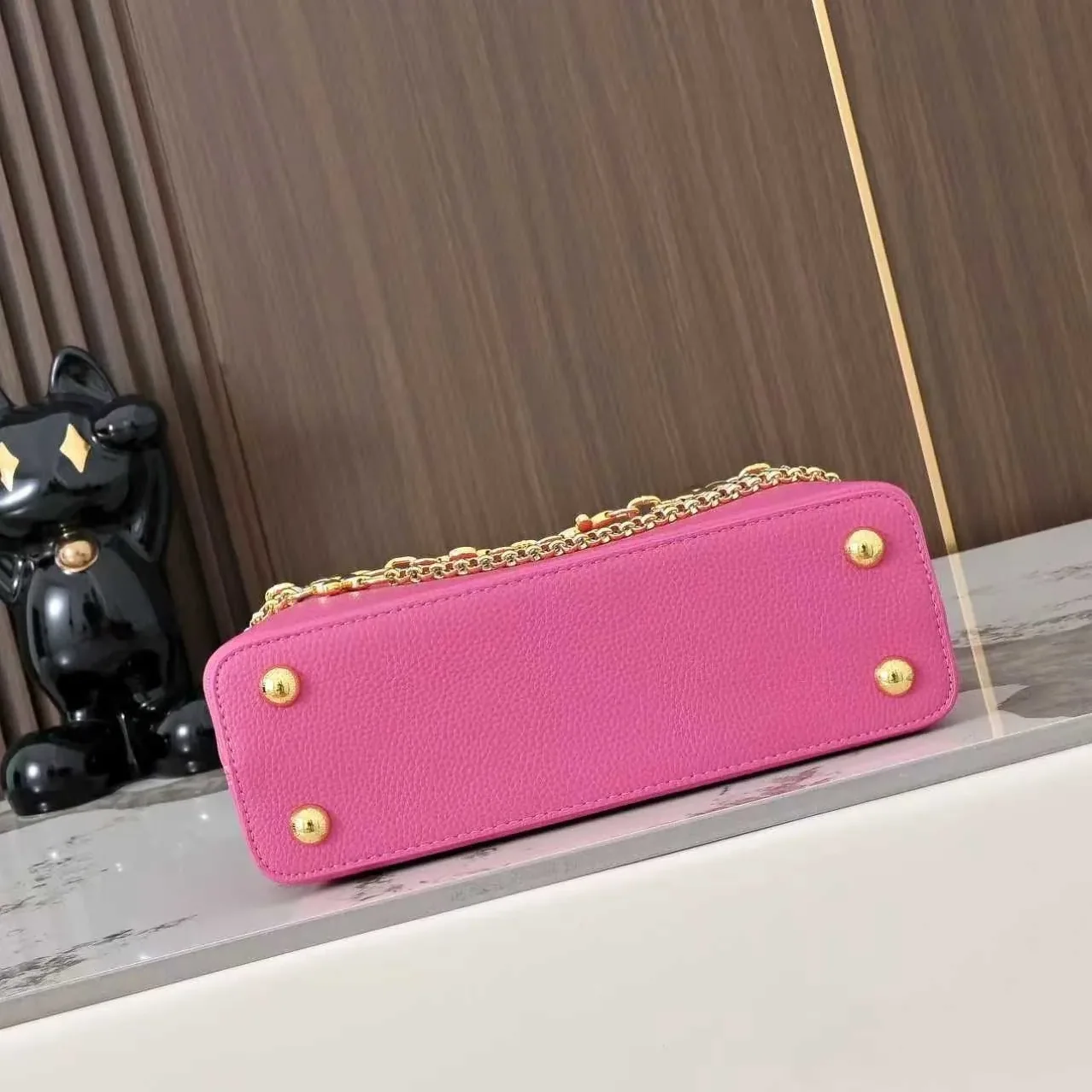 Louis Vuitton Capucines BB Top Handle Bag in Raspberry Silver/ Gold Hardware
