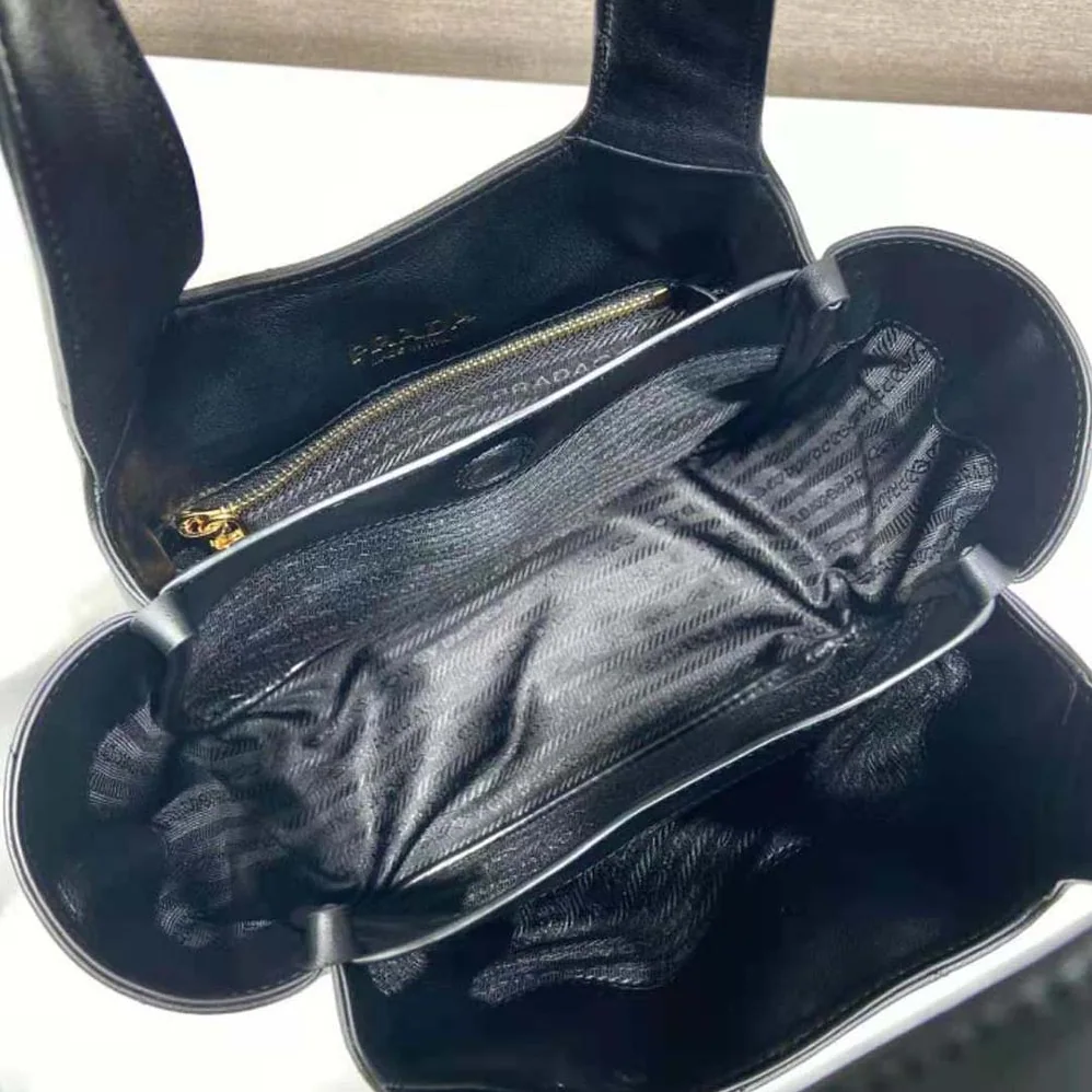 Prada Medium Nappa-Leather Tote Bag with Topstitching for Women