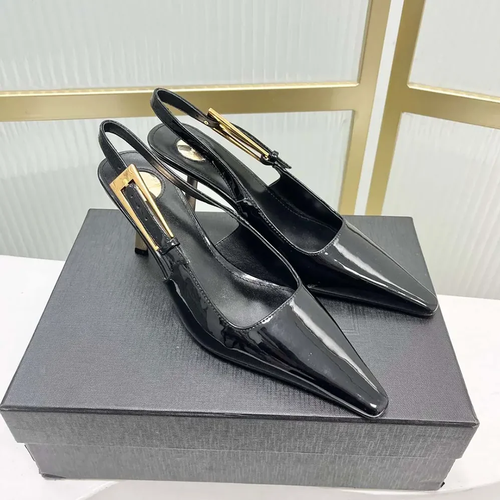 Saint Laurent YSL Lee Slingback Pumps in Glazed Leather for Women in Black Saint Laurent YSL Lee Slingback Pumps in Glazed Leather for Women in Black