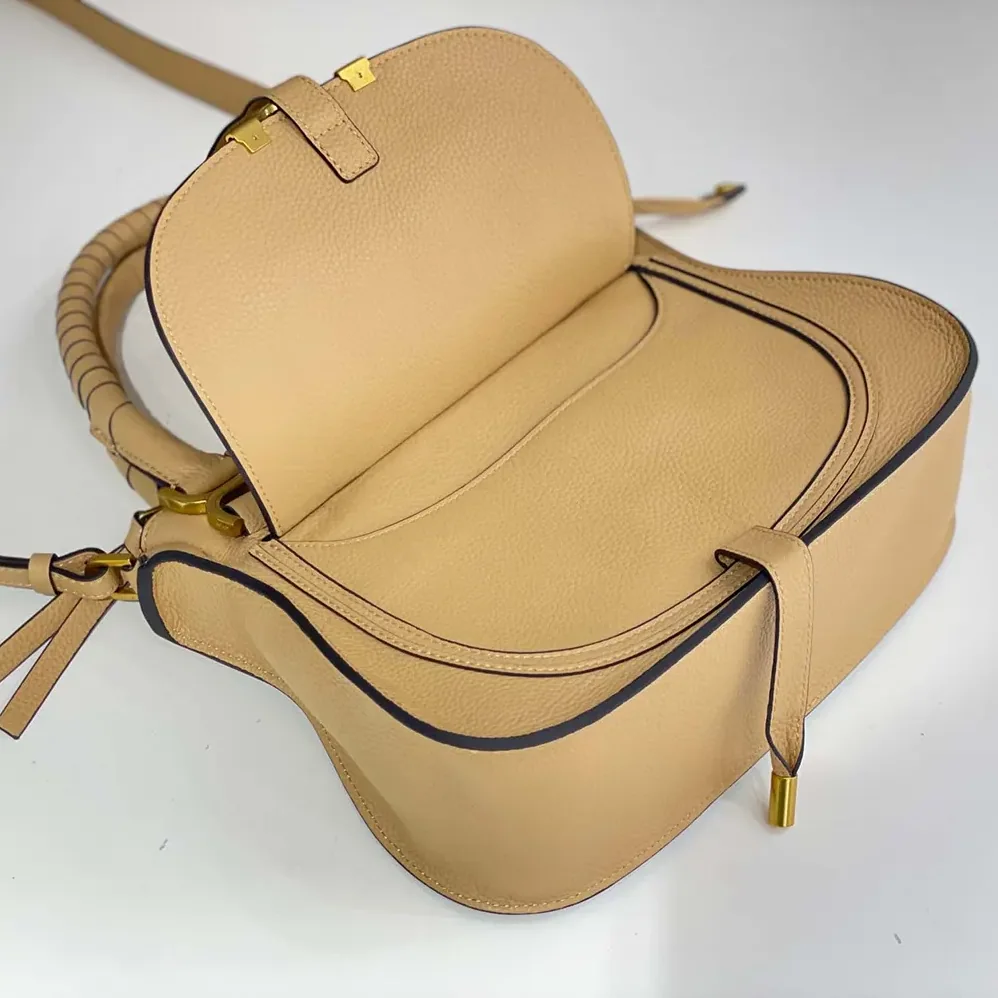 Chloe Small Marcie Bag in Grained Leather for Women in Milky Brown Chloe Small Marcie Bag in Grained Leather for Women in Milky Brown