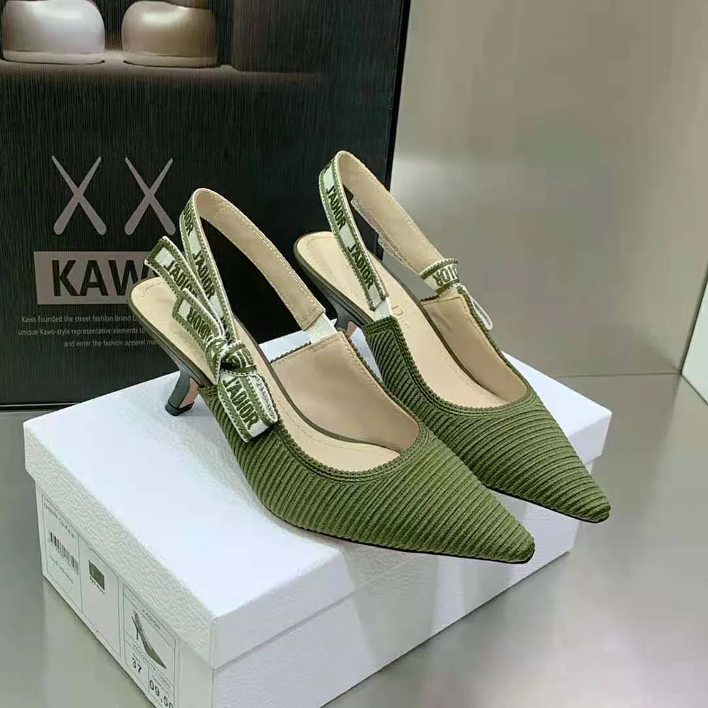 Dior J'Adior Slingback Pump Khaki Embroidered Cotton for Women Dior J'Adior Slingback Pump Khaki Embroidered Cotton for Women