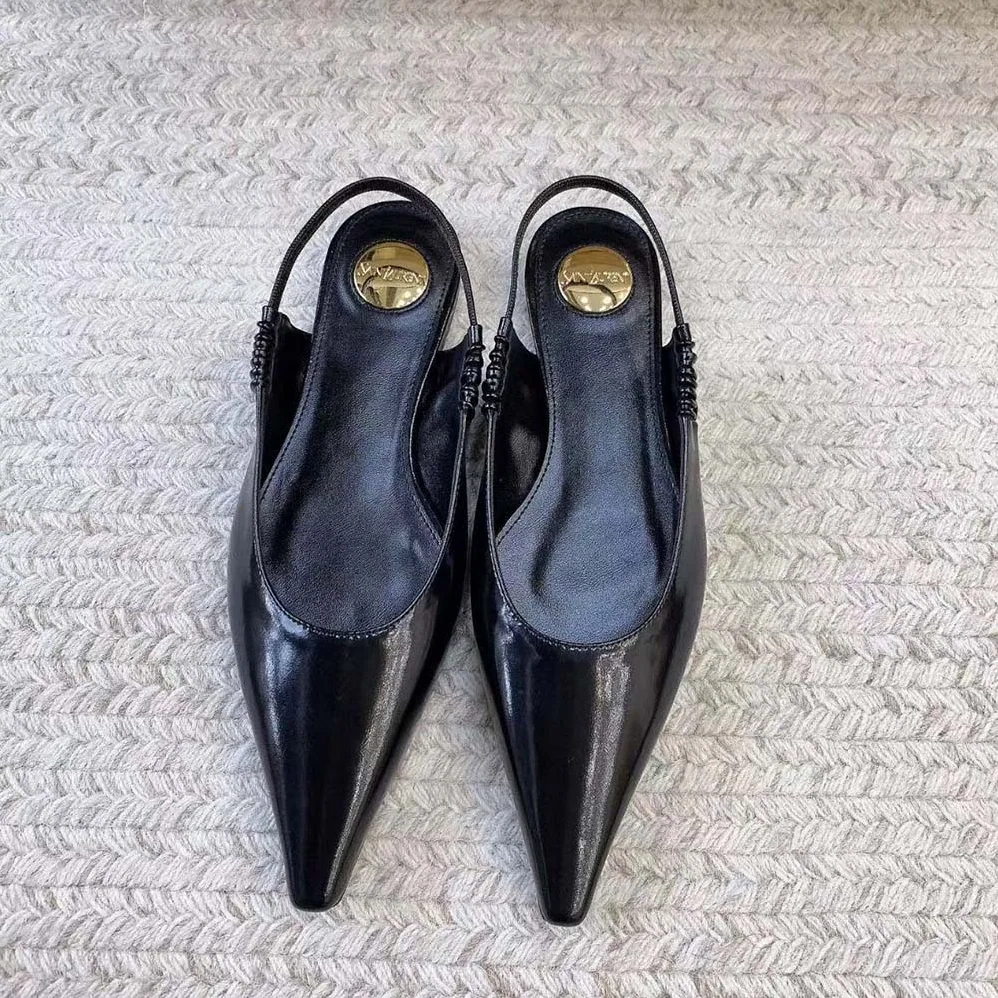 Saint Laurent YSL Anne Marie Slingback Flats in Smooth Leather-844421AA for Women Saint Laurent YSL Anne Marie Slingback Flats in Smooth Leather-844421AA for Women