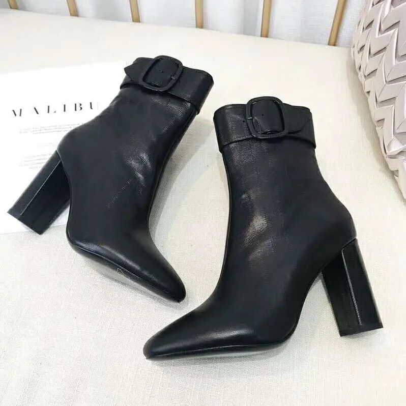 Saint Laurent YSL Shoes Joplin Buckle Bootie in Eel 10.5cm Heel for Women in Black Saint Laurent YSL Shoes Joplin Buckle Bootie in Eel 10.5cm Heel for Women in Black