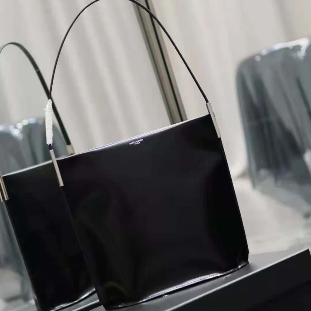 Saint Laurent YSL Suzanne Rigid Shoulder Bag in Shiny Leather for Women