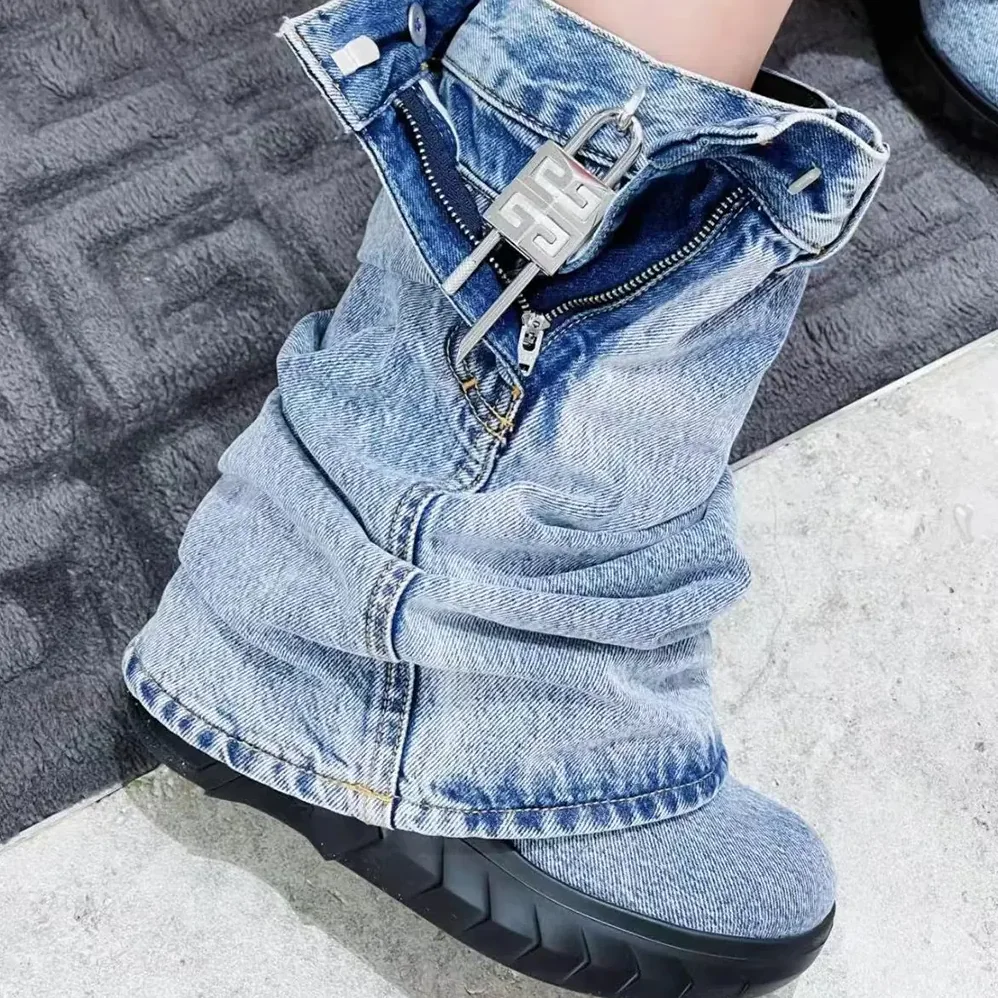 Givenchy Shark Lock Biker Ankle Boots in Jeans for Women