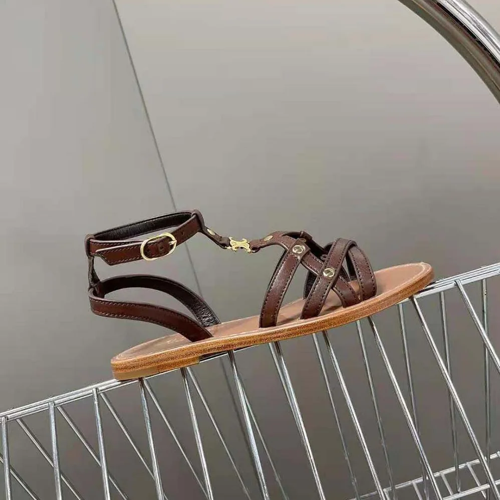 Celine Taillat Triomphe Sandal in Vegetable for Women in Tanned Calfskin