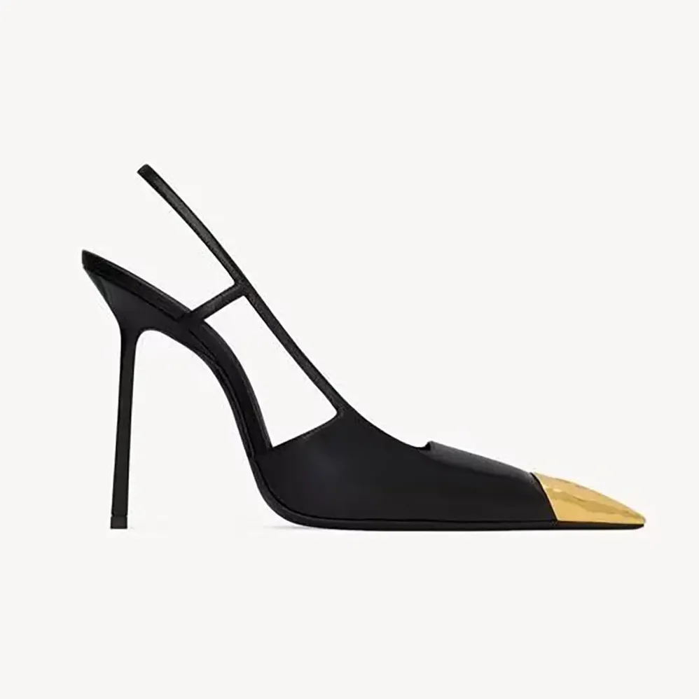 Saint Laurent YSL Jeanne Slingback Pumps In Smooth Leather for Women in Black