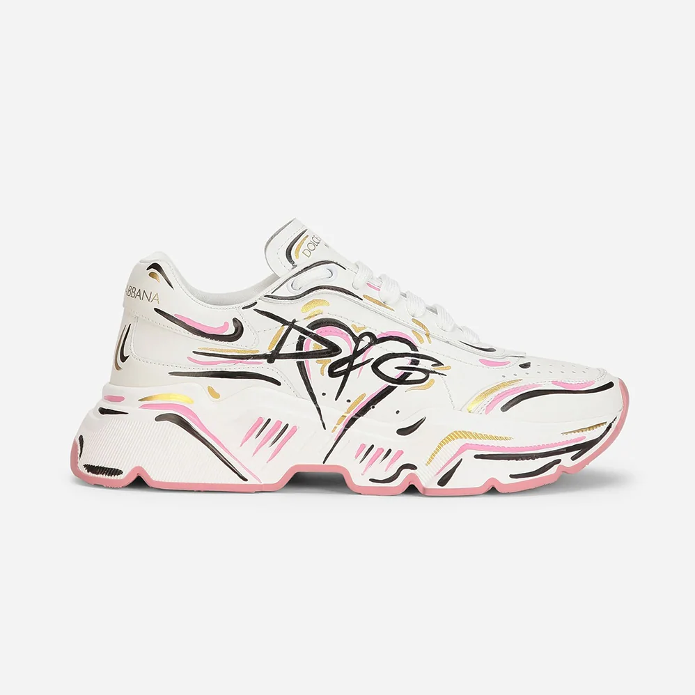 Dolce Gabbana D&G Hand-painted Calfskin Nappa Daymaster Sneakers for Women Dolce Gabbana D&G Hand-painted Calfskin Nappa Daymaster Sneakers for Women