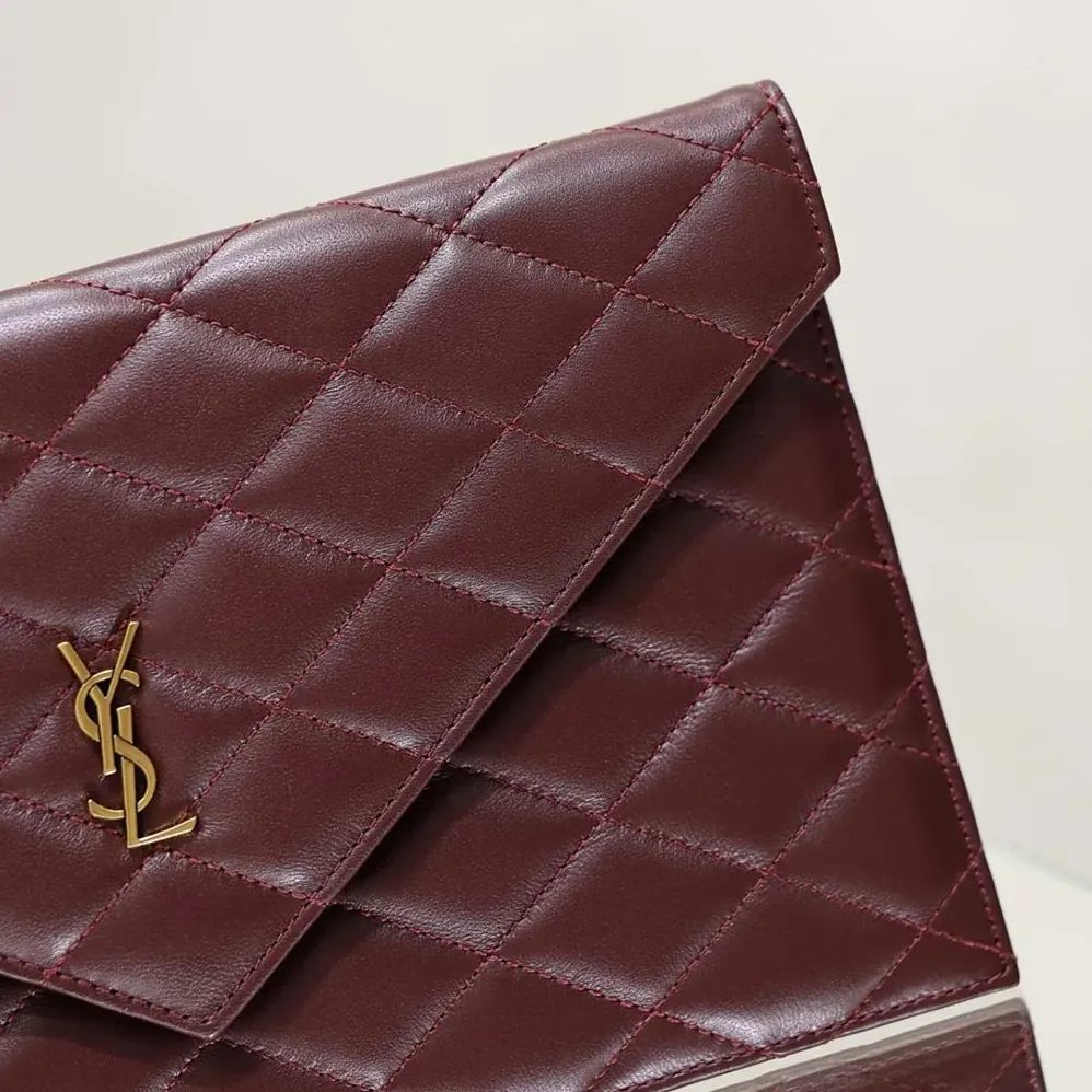 Saint Laurent YSL Paris Pouch In Lambskin Rouge Cabernet for Women Saint Laurent YSL Paris Pouch In Lambskin Rouge Cabernet for Women
