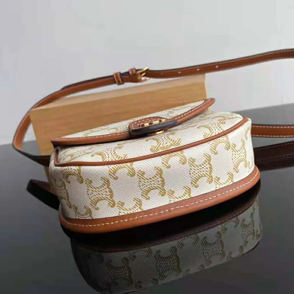 Celine Mini Besace in Triomphe Canvas and Calfskin for Women in White Celine Mini Besace in Triomphe Canvas and Calfskin for Women in White