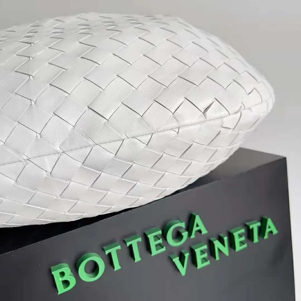 Bottega Veneta Small Jodie Intrecciato Leather Shoulder Bag for Women in White