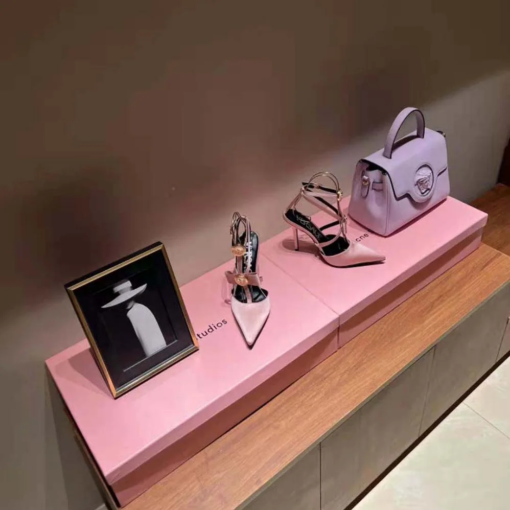 Versace Gianni Ribbon Cage Satin Pumps for Women in Pink