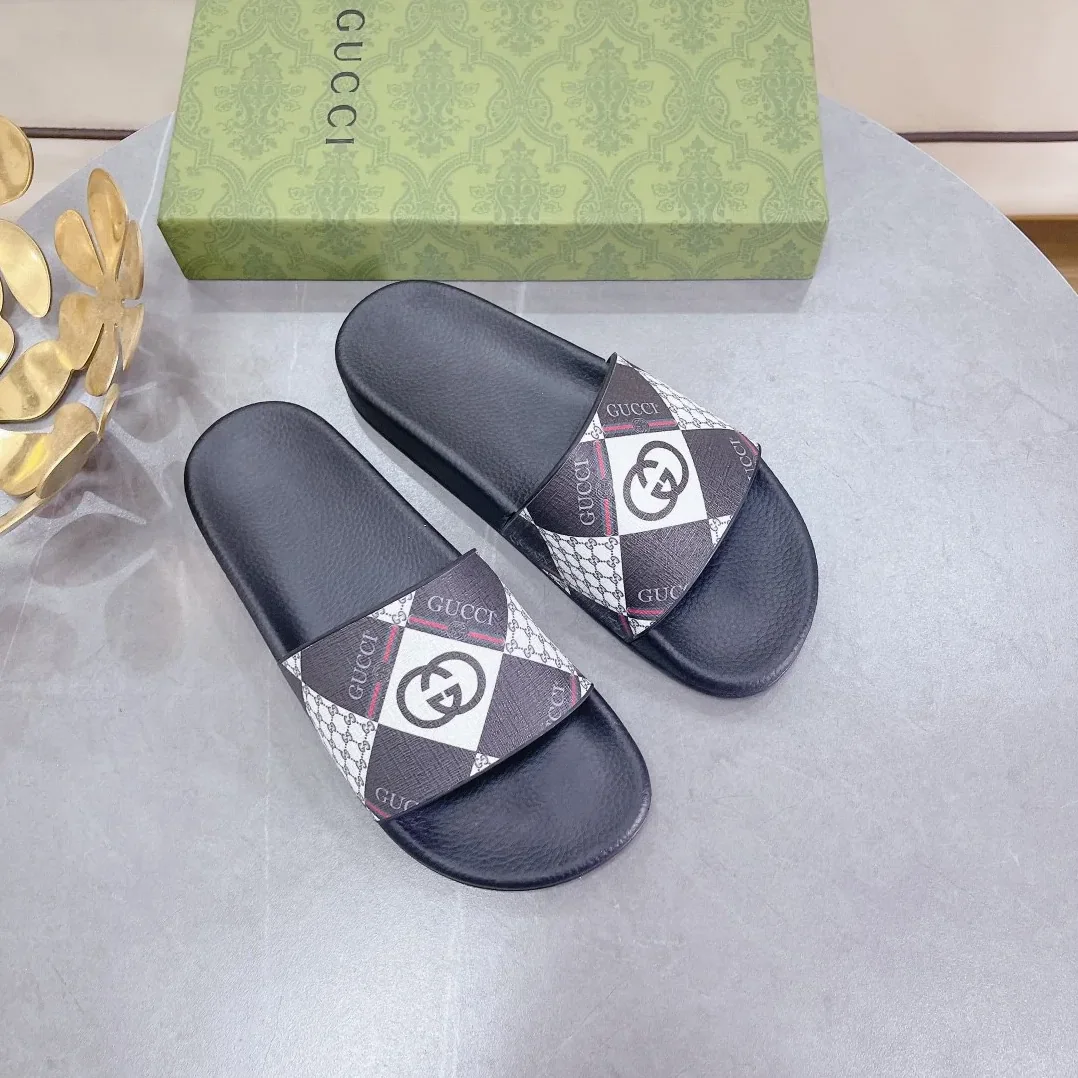 Gucci Logo GG Supreme Slides With Web Black for Women