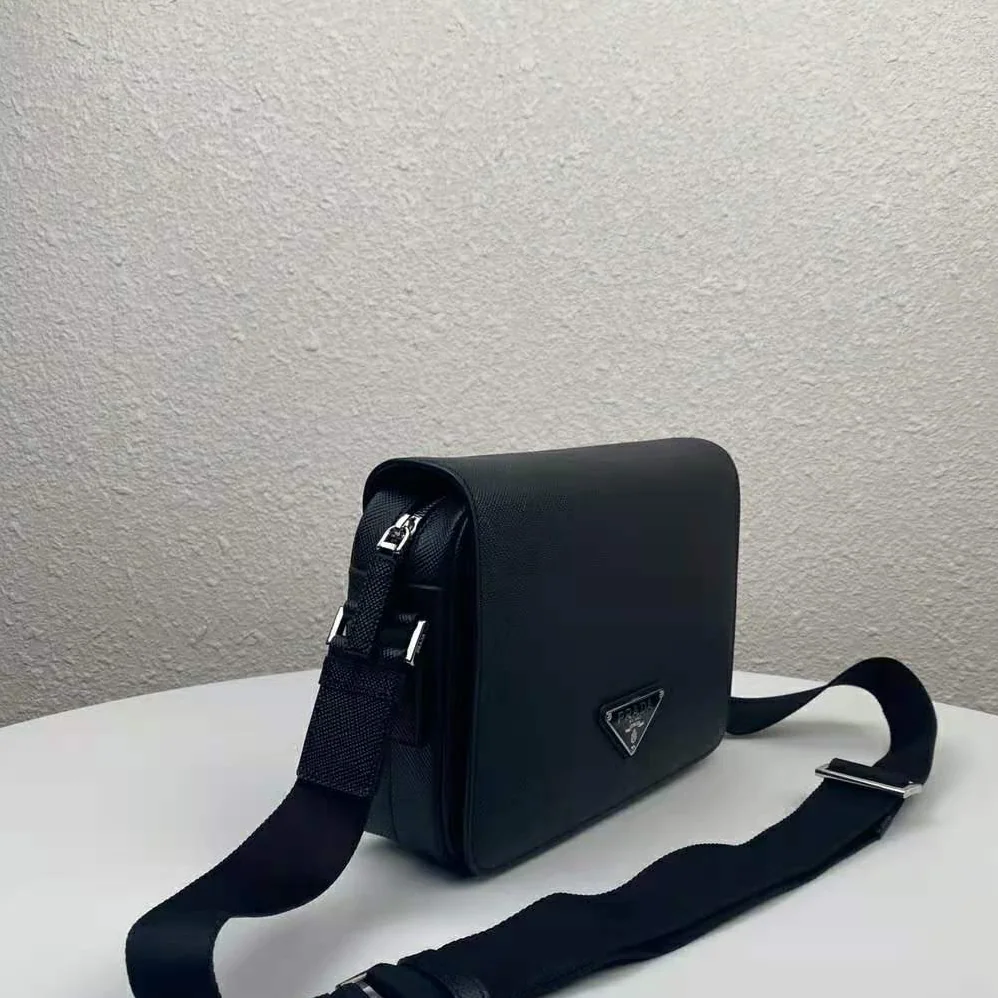 Prada Bag with Saffiano Leather Shoulder Strap for Men in Black Prada Bag with Saffiano Leather Shoulder Strap for Men in Black