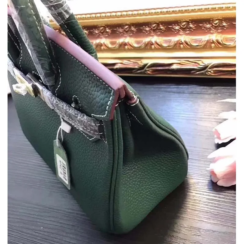 Hermes Birkin 25 Bag in Togo Leather with Silver Hardware in Green Hermes Birkin 25 Bag in Togo Leather with Silver Hardware in Green