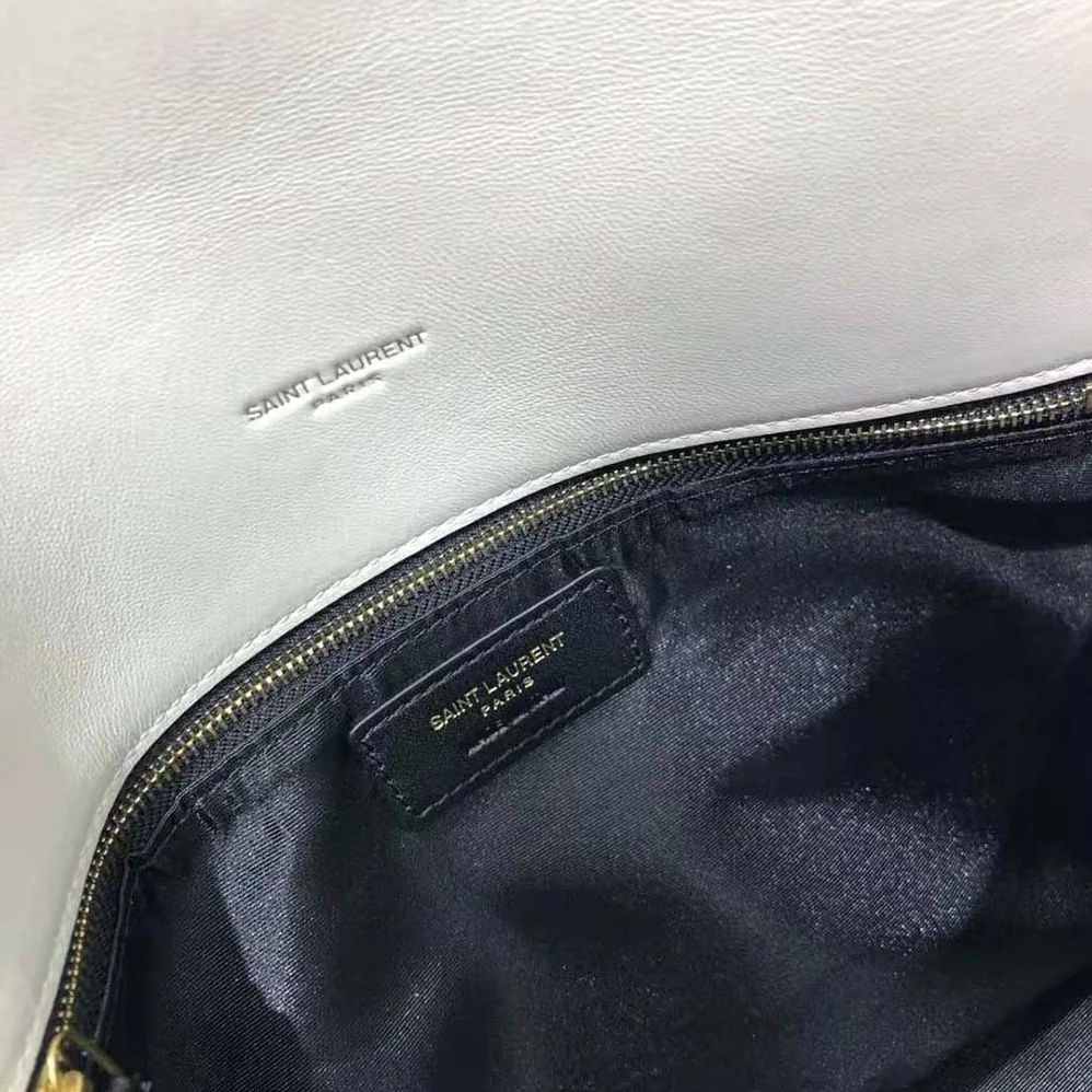 Saint Laurent YSL Puffer Medium Chain Bag in Quilted Lambskin for Women in White Saint Laurent YSL Puffer Medium Chain Bag in Quilted Lambskin for Women in White