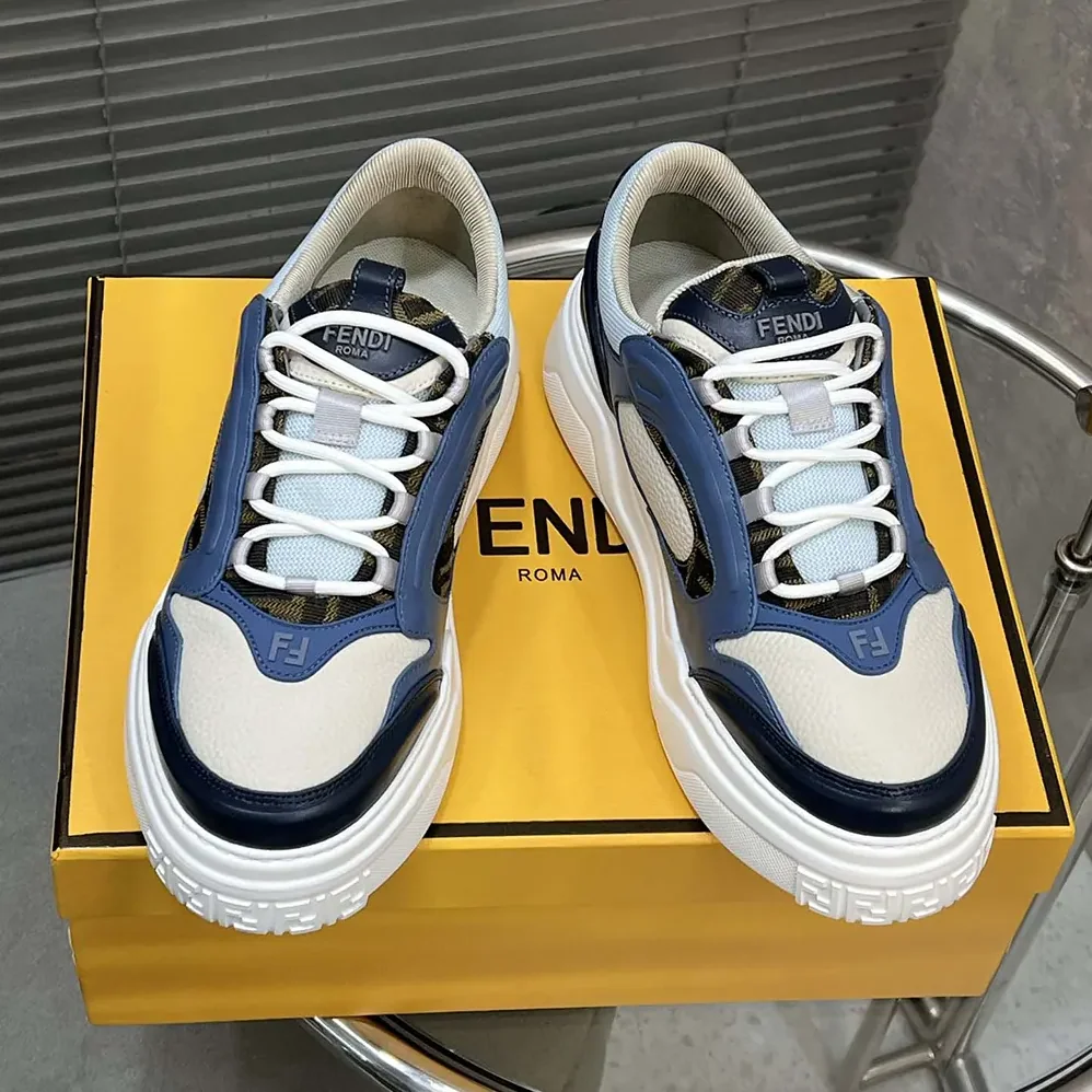 Fendi Force Sneakers White Light Blue and Blue Leather Low for Unisex in tops Fendi Force Sneakers White Light Blue and Blue Leather Low for Unisex in tops
