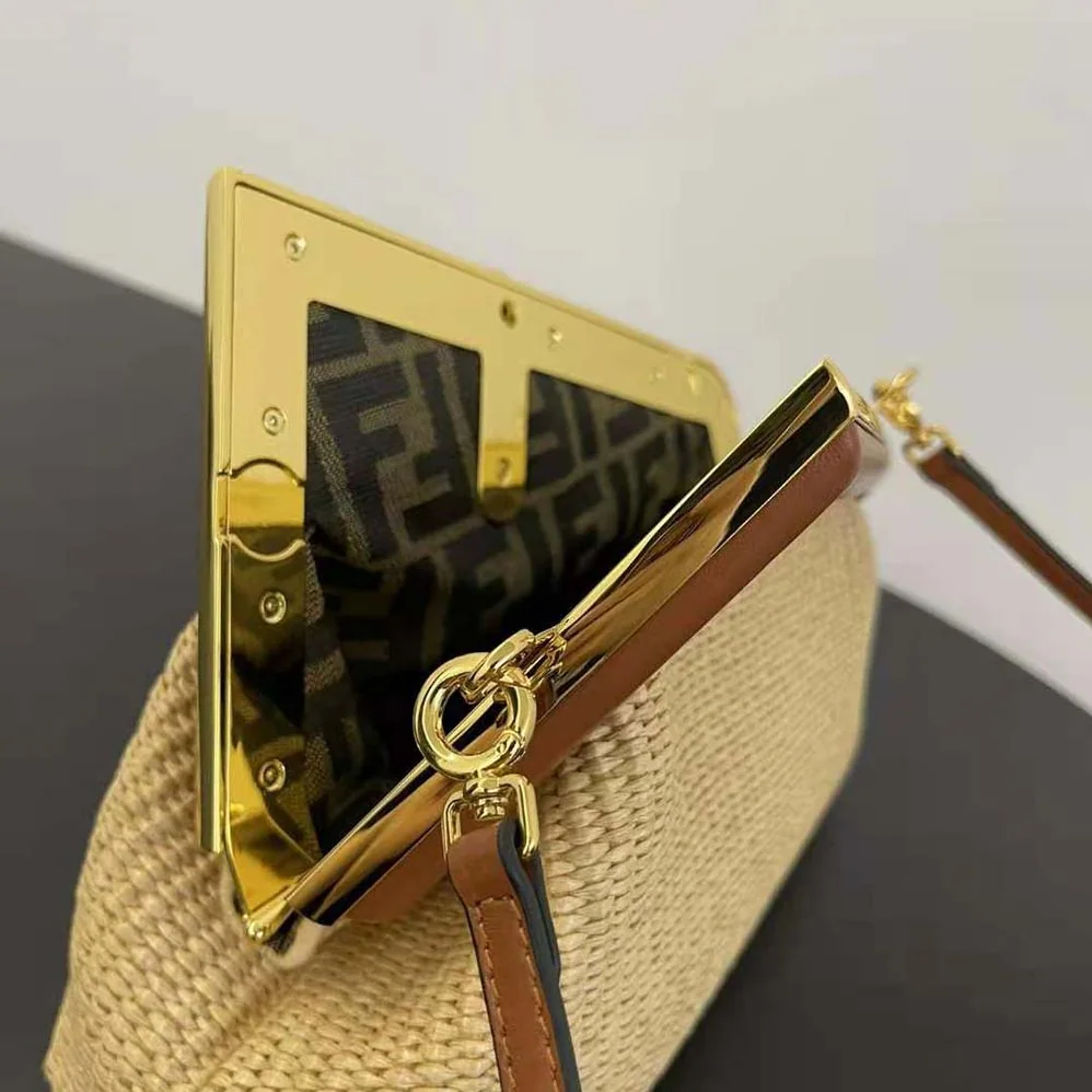 Fendi Fendi First Small Natural Straw Bag for Women