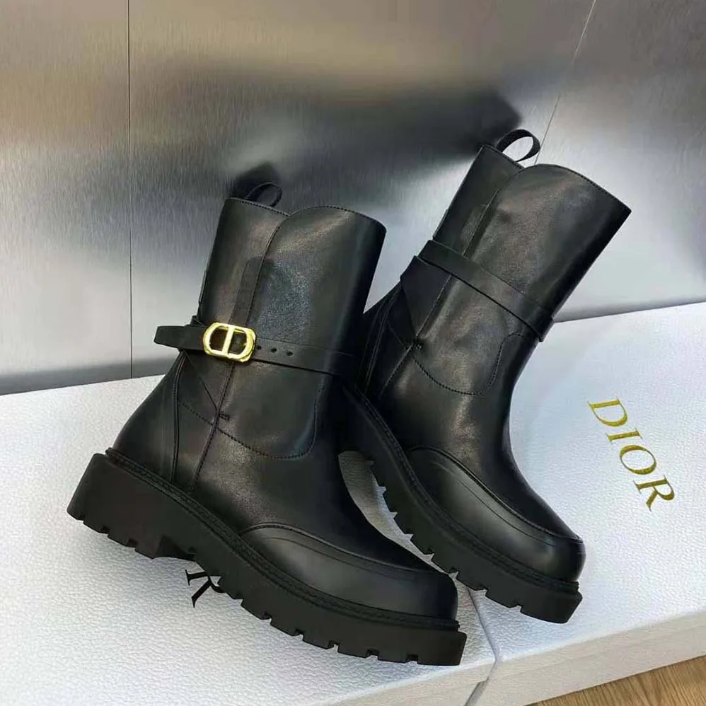 Dior Empreinte Ankle Boot Black Calfskin and Rubber for Women