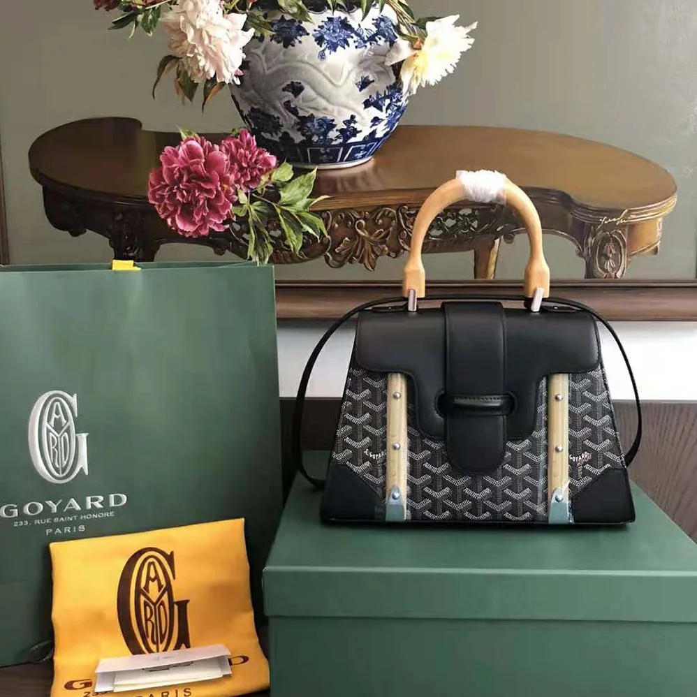 Goyard Sac Saïgon PM in Toile Goyardine & Clamecy Calfskin for Women in Black