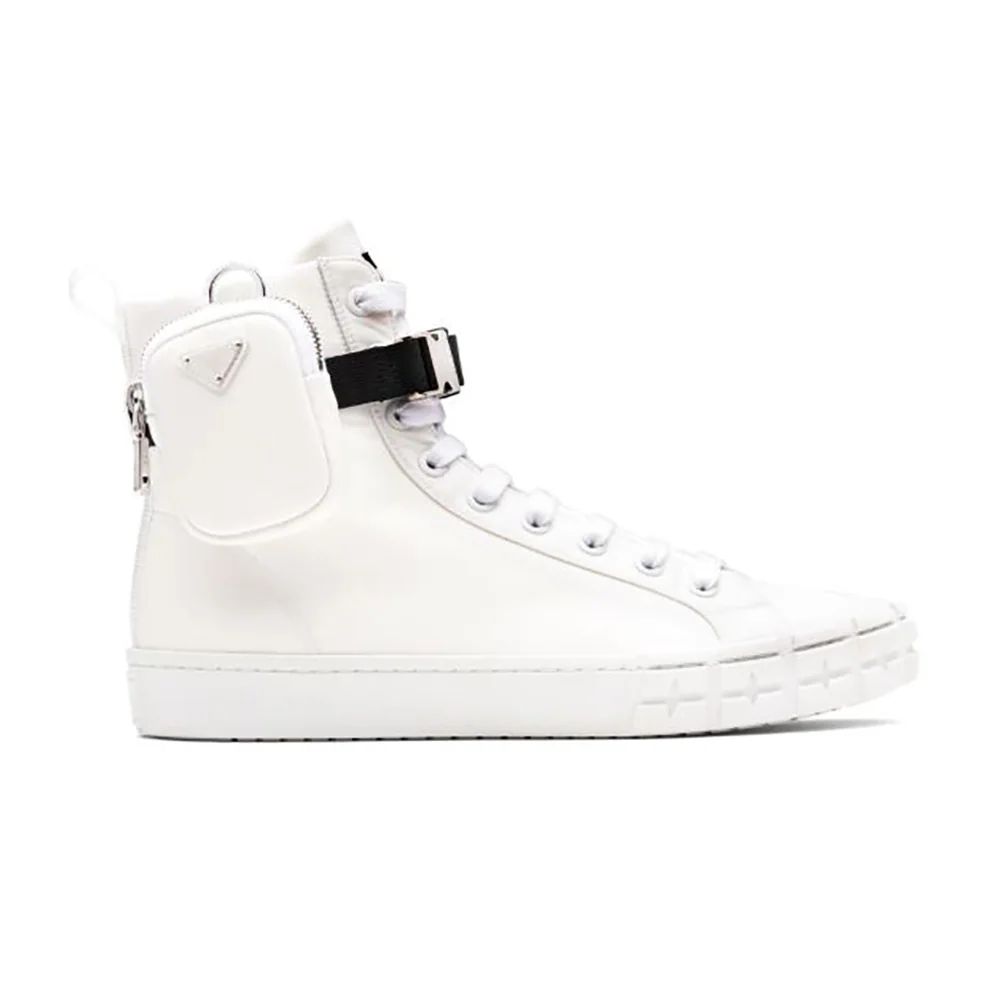 Prada Wheel Re-Nylon High-top Sneakers for Women in White