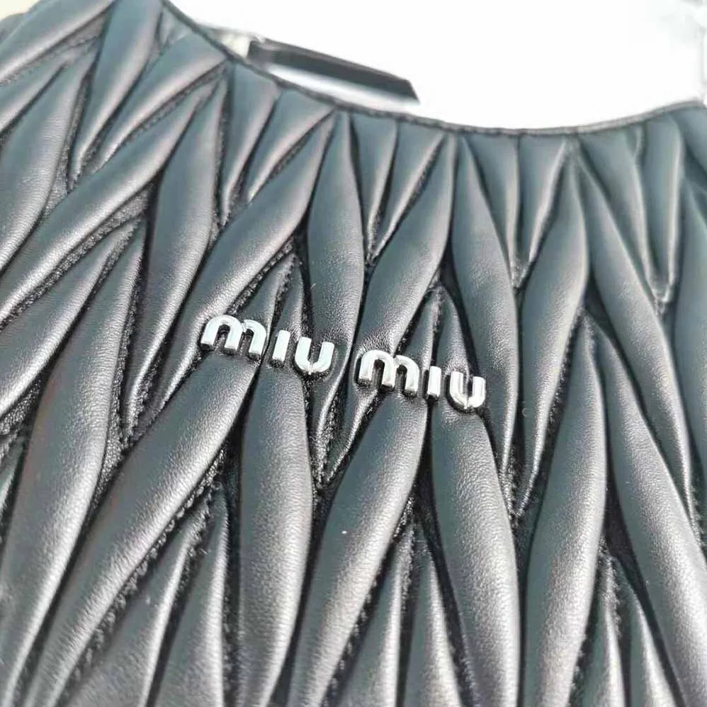 Miu Miu Small Matelassé Nappa Leather Shoulder Bag for Women in Black