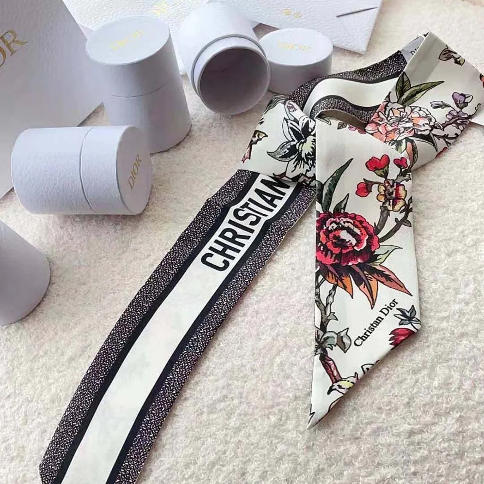 Dior Jardin Botanique Mitzah Scarf White Multicolor Silk Twill for Women