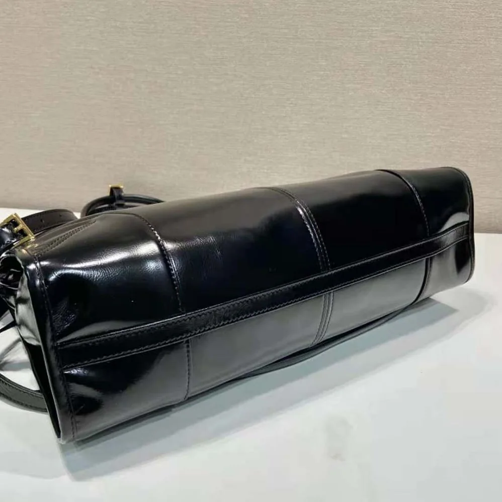Prada Large Leather Handbag for Women in Black