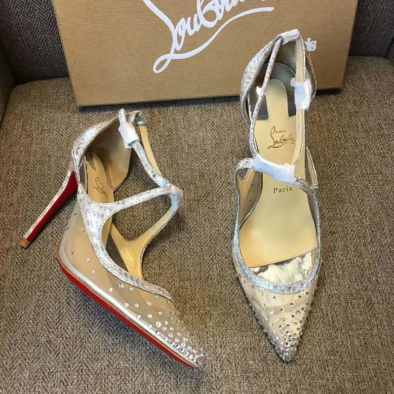 Christian Louboutin Shoes Twistissima Strass 100mm Heel for Women in Silver