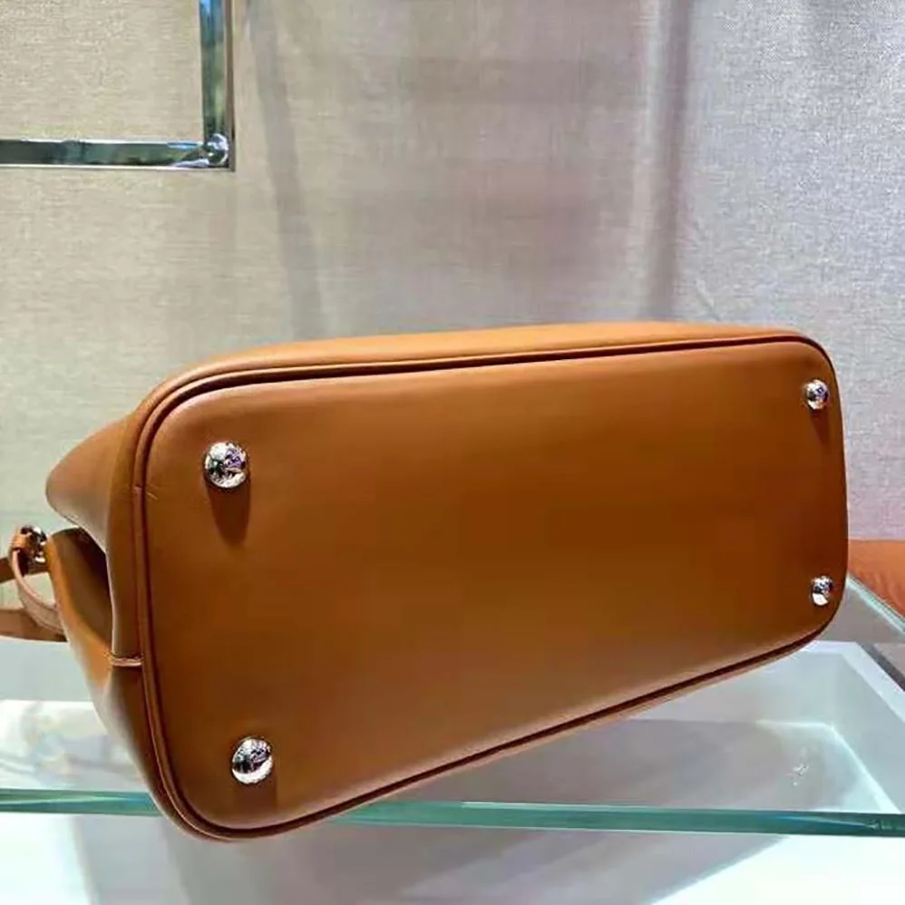 Prada Prada Double Medium Leather Handbag for Women in Brown Prada Prada Double Medium Leather Handbag for Women in Brown