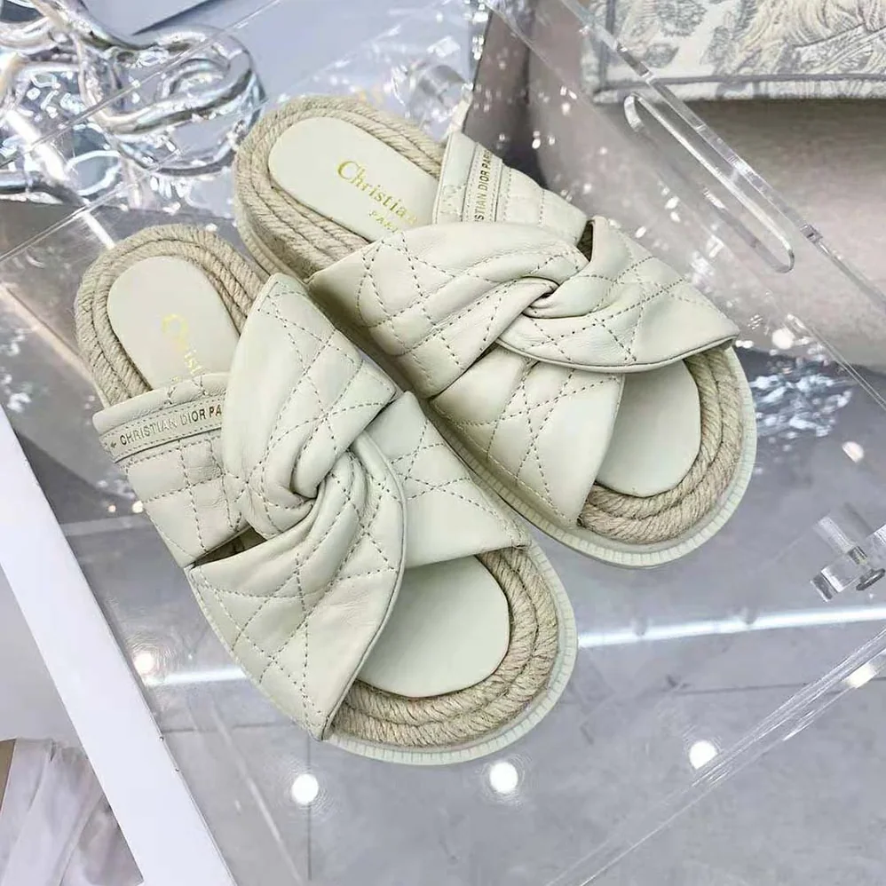 Dior Dtwist Slide White Cannage Lambskin for Women Dior Dtwist Slide White Cannage Lambskin for Women