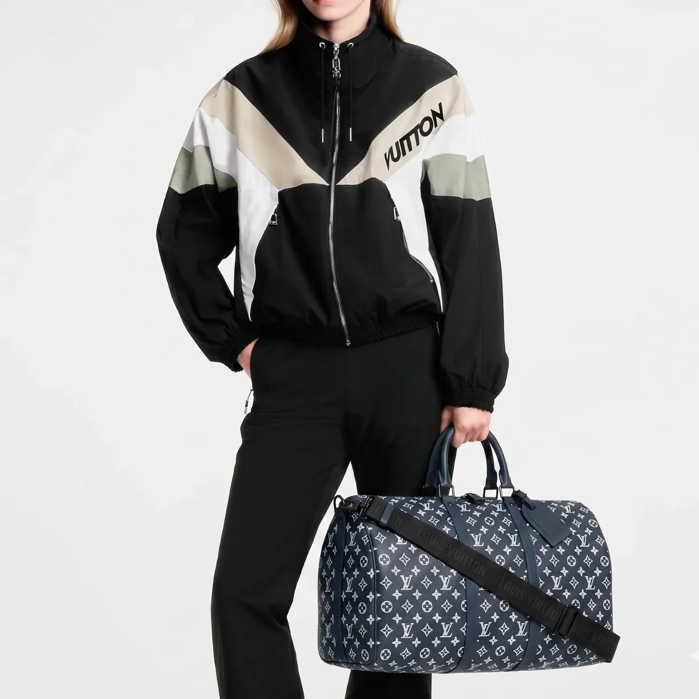 Louis Vuitton Keepall Bandouliere 50 Travel Bag in Blue Moon Black Hardware Louis Vuitton Keepall Bandouliere 50 Travel Bag in Blue Moon Black Hardware