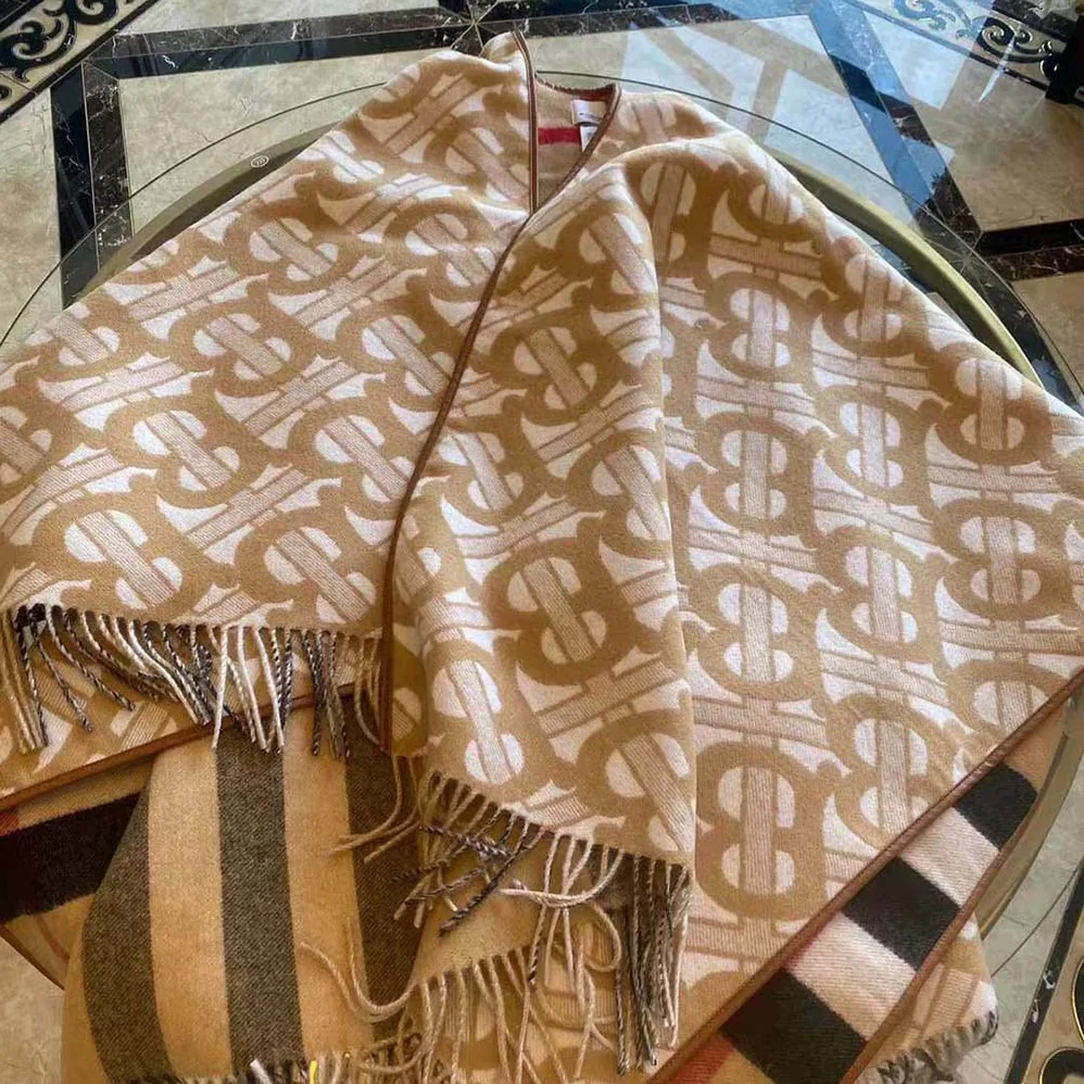 Burberry Monogram Wool Cashmere Reversible Cape for Women in Beige Burberry Monogram Wool Cashmere Reversible Cape for Women in Beige