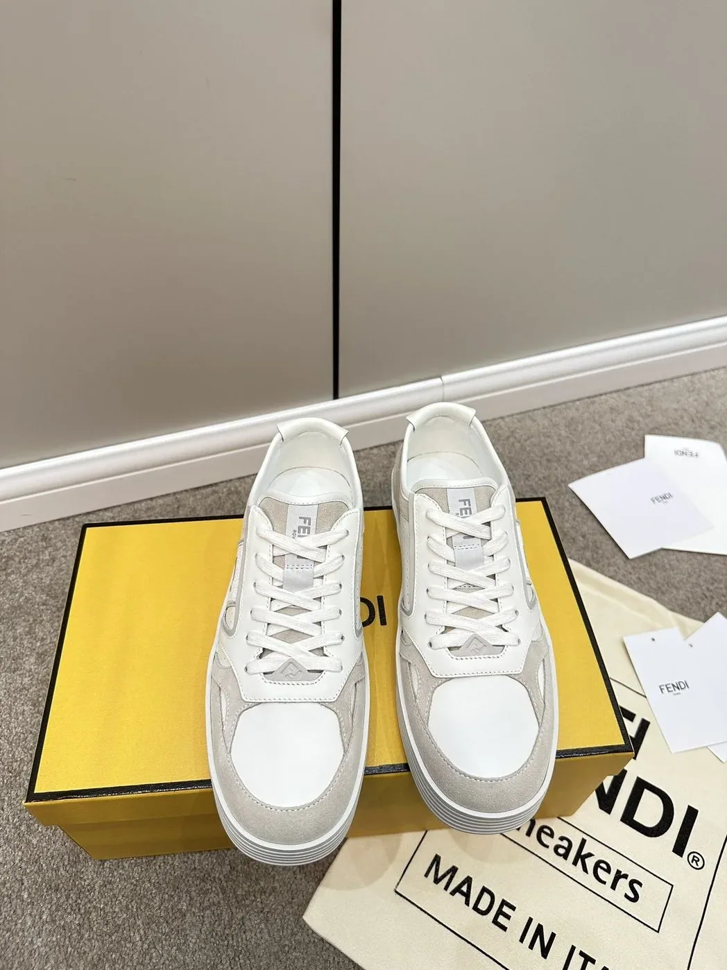 Fendi Lace in Up Sneakers Cream Fendi Lace in Up Sneakers Cream
