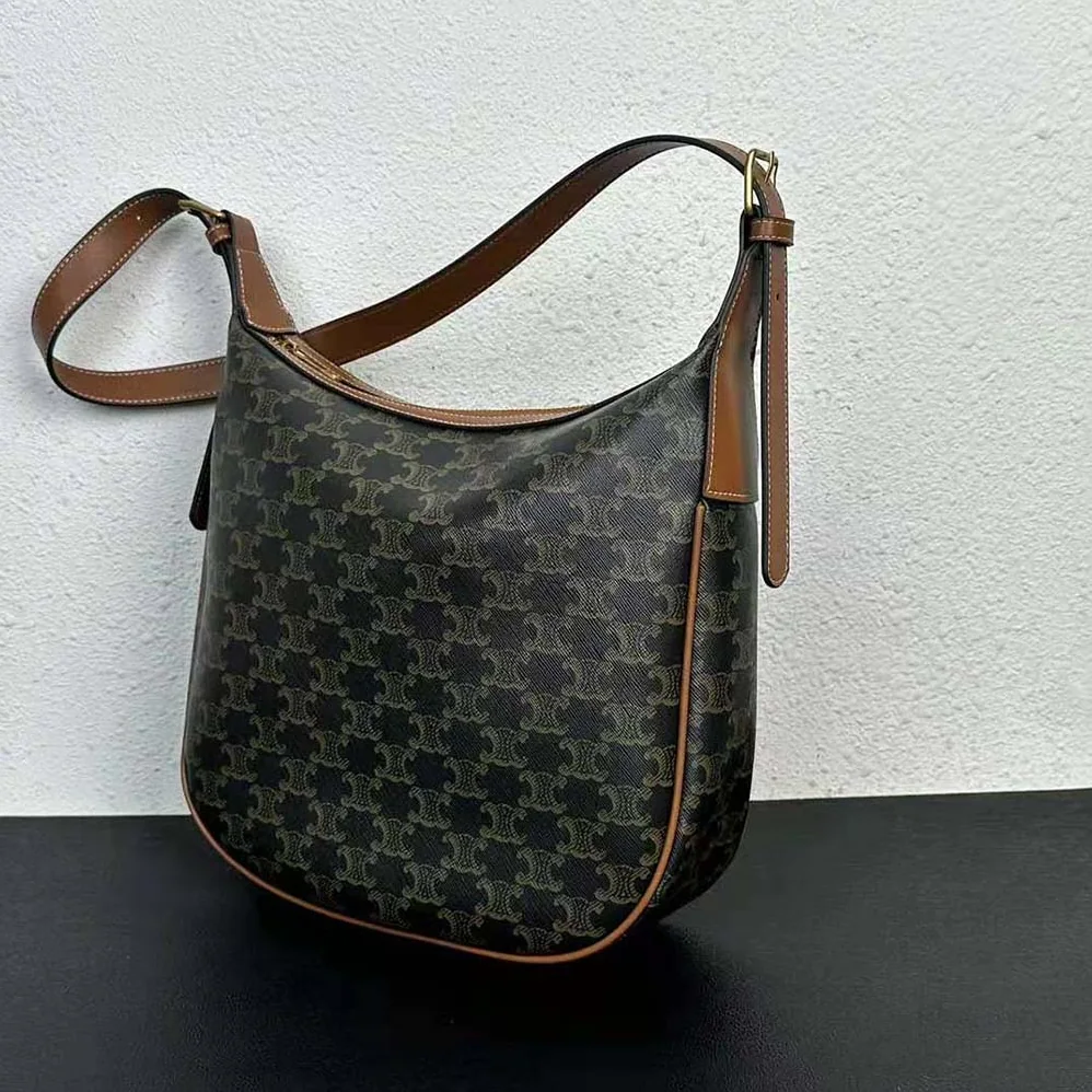 Celine Heloise Bag in Triomphe Canvas and Calfskin for Women